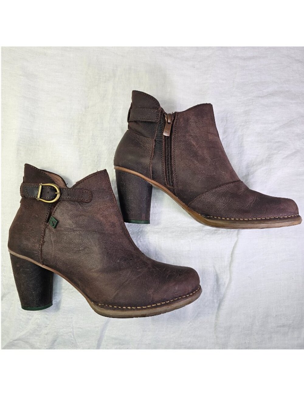 Colibri Spain 2.75” Block Heel Ankle Boots Bootie EU39 US8.5 Antique Brown